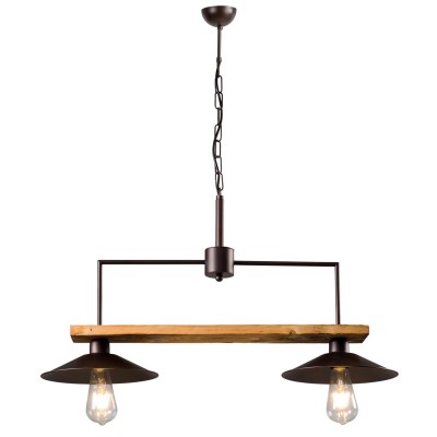 Φωτιστικό Πολύφωτο 2φ Ξύλο/Μέταλλο σκουριά Ε27