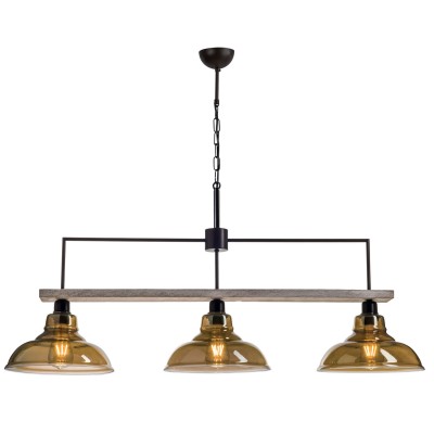 Φωτιστικό Πολύφωτο 3φ Ξύλο/Μέταλλο μαύρο/Γυαλί Ε27