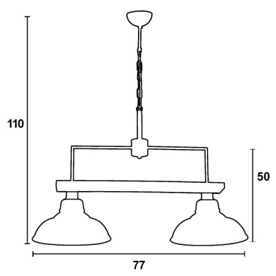 Φωτιστικό Πολύφωτο 2φ Ξύλο/Μέταλλο σκουριά/Γυαλί Ε27