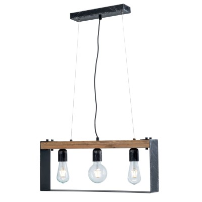 Φωτιστικό Πολύφωτο 3φ Ξύλο/Μέταλλο μαύρο/Πατίνα ασημί Ε27