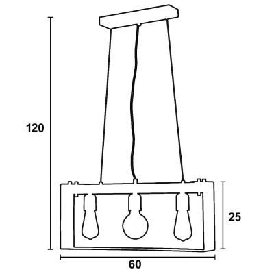 Φωτιστικό Πολύφωτο 3φ Ξύλο/Μέταλλο σκουριά/Πατίνα χρυσή Ε27