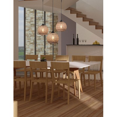 Φωτιστικό Πολύφωτο 3φ Μέταλλο μαύρο/Μπάλα σχοινί Ε27