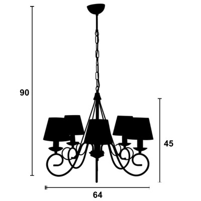 Φωτιστικό Πολύφωτο 5φ Μέταλλο λευκό με αμπαζούρ Ε14