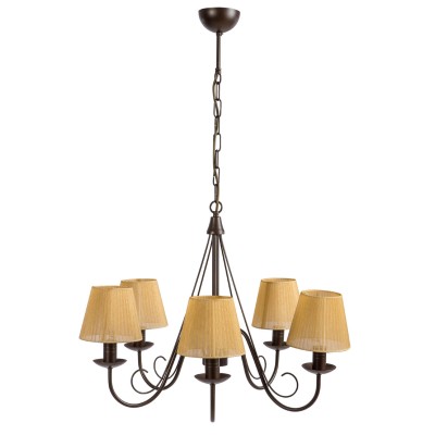 Φωτιστικό Πολύφωτο 5φ Μέταλλο καφέ με αμπαζούρ Ε14