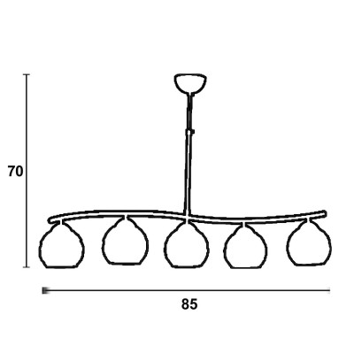 Φωτιστικό Πολύφωτο 5φ Μέταλλο χρώμιο/Γυαλί Ε27