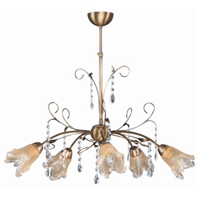 Φωτιστικό Πολύφωτο 5φ Μέταλλο μπρονζέ/Γυαλί Ε14