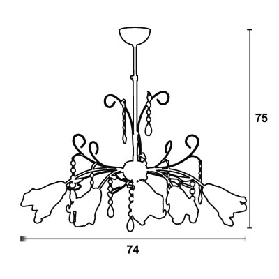 Φωτιστικό Πολύφωτο 5φ Μέταλλο μπρονζέ/Γυαλί Ε14