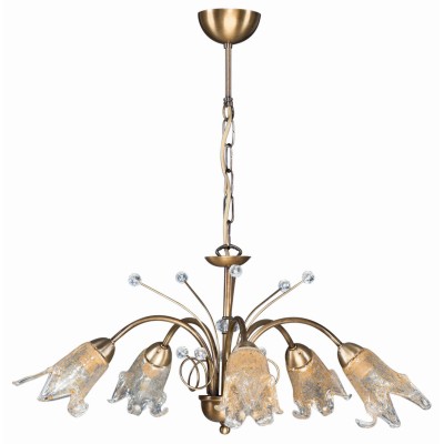 Φωτιστικό Πολύφωτο 5φ Μέταλλο μπρονζέ/Γυαλί Ε14