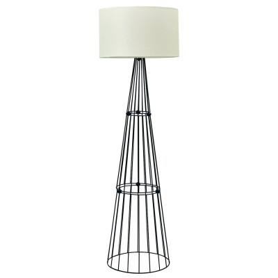 Φωτιστικό δαπέδου μέταλλο μαύρο αμπαζούρ μπεζ Ε27