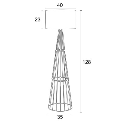 Φωτιστικό δαπέδου μέταλλο μαύρο αμπαζούρ γκρι Ε27