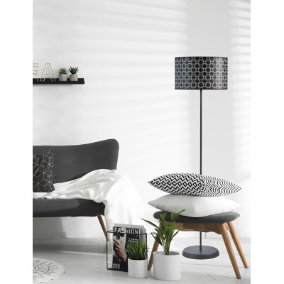 Φωτιστικό δαπέδου μέταλλο/αμπαζούρ μαύρο/λευκό Ε27
