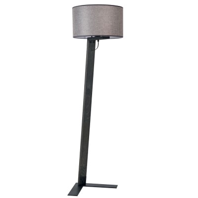 Φωτιστικό δαπέδου ξύλο/αμπαζούρ γκρι Ε27