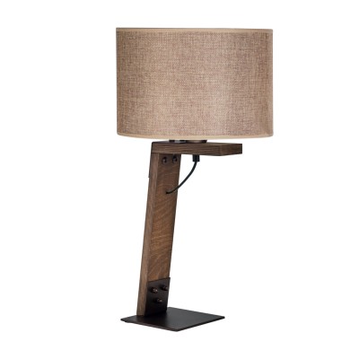 Επιτραπέζια λάμπα φωτιστικό ξύλο/αμπαζούρ μόκα Ε27