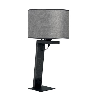 Επιτραπέζια λάμπα φωτιστικό ξύλο/αμπαζούρ γκρι Ε27