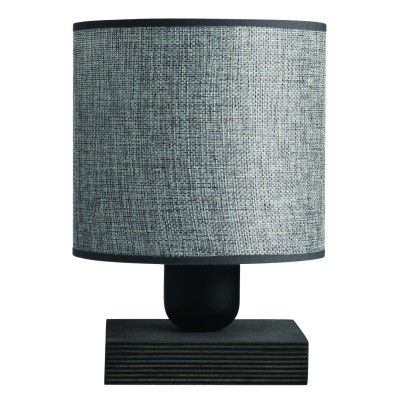 Φωτιστικό Πορτατίφ ξύλο/αμπαζούρ γκρί Ε27 Φ15