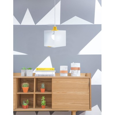 Φωτιστικό μονόφωτο παιδικό plexiglass/μέταλλο λευκό/κίτρινο Ε27 Φ20