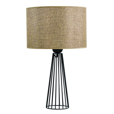 Επιτραπέζια λάμπα μέταλλο μαύρο αμπαζούρ μόκα Ε27