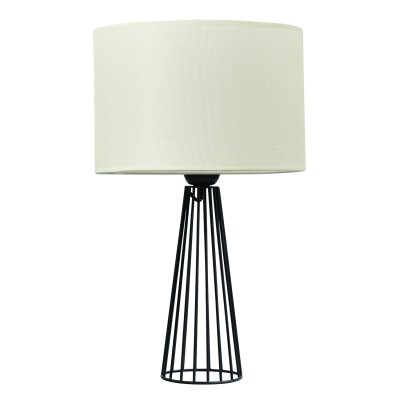 Επιτραπέζια λάμπα μέταλλο μαύρο αμπαζούρ μόκα Ε27