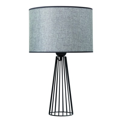 Επιτραπέζια λάμπα μέταλλο μαύρο αμπαζούρ μόκα Ε27