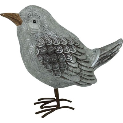 Πολυεστερικό Ασημί/Λευκό Διακοσμητικό Πουλάκι 20x10x19cm