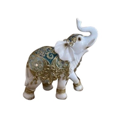 Διακοσμητικός Ελέφαντας Πολυεστερικός Σε Λευκό/ Χρυσό 10x5x11cm