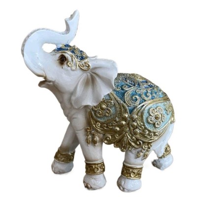 Διακοσμητικός Ελέφαντας Πολυεστερικός Σε Λευκό/ Χρυσό 12.5x5x13cm