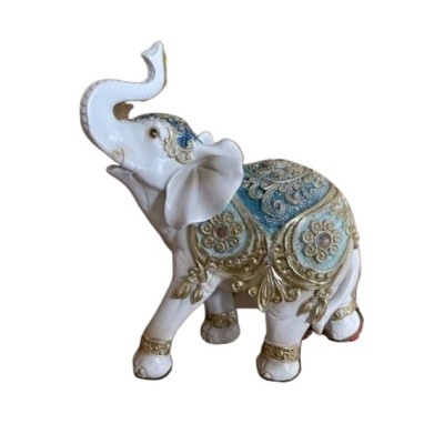 Διακοσμητικός Ελέφαντας Πολυεστερικός Σε Λευκό/ Χρυσό 14x6x16cm