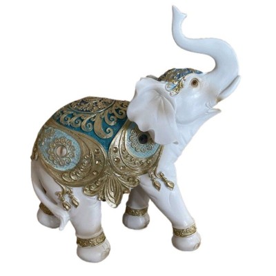 Διακοσμητικός Ελέφαντας Πολυεστερικός Σε Χρυσό /Λευκό 18x7.5x18cm