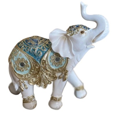 Διακοσμητικός Ελέφαντας Πολυεστερικός Σε Χρυσό /Λευκό 22x10x25cm