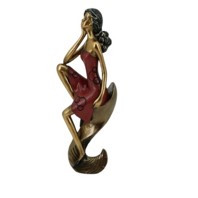 Διακοσμητική Πολυεστερική Κοπέλα με Κόκκινο Φόρεμα 9x6x25cm