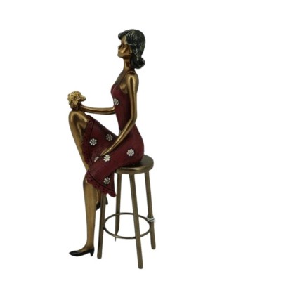 Διακοσμητική Πολυεστερική Κοπέλα με Κόκκινο Φόρεμα 10x7x25cm