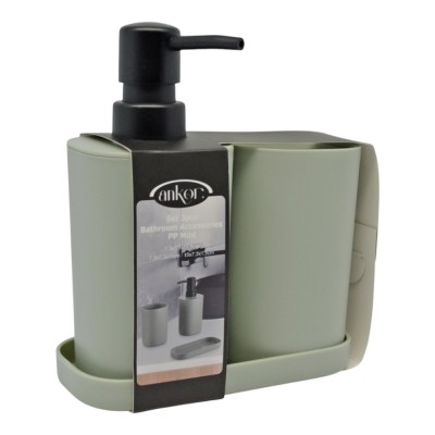 ΣΕΤ ΑΞΕΣΟΥΑΡ ΜΠΑΝΙΟΥ ΠΛΑΣΤΙΚΟ 3 ΤΕΜΑΧΙΩΝ ΣΕ ΦΥΣΤΙΚΙ ΜΑΤ ΧΡΩΜΑ ANKOR