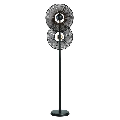 Φωτιστικό δαπέδου 2φωτο μέταλλο μαύρο σκιάδιο σχοινί μαύρο Ε27