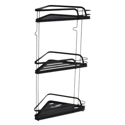 ΡΑΦΙΕΡΑ ΜΠΑΝΙΟΥ ΓΩΝΙΑΚΗ ΤΡΙΠΛΗ ΜΕΤΑΛΛΙΚΗ ΣΕ ΜΑΥΡΟ ΧΡΩΜΑ 22x22x56εκ. ANKOR