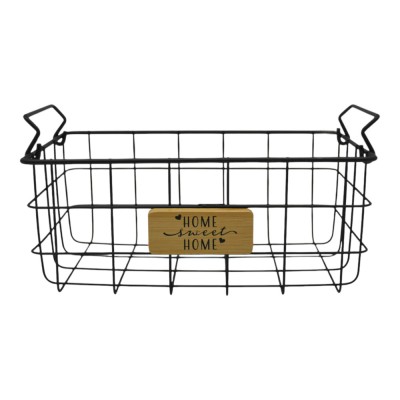 ΚΑΛΑΘΙ ΜΕΤΑΛΛΙΚΟ ΣΕ ΜΑΥΡΟ ΜΑΤ ΧΡΩΜΑ ΜΕ ΞΥΛΙΝΗ ΔΙΑΚΟΣΜΗΣΗ 25,5x18,5x10,5εκ.ANKOR