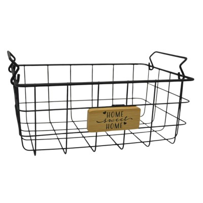 ΚΑΛΑΘΙ ΜΕΤΑΛΛΙΚΟ ΣΕ ΜΑΥΡΟ ΜΑΤ ΧΡΩΜΑ ΜΕ ΞΥΛΙΝΗ ΔΙΑΚΟΣΜΗΣΗ 25,5x18,5x10,5εκ.ANKOR