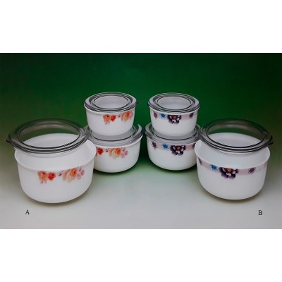 Σετ 3 Γυάλινα Οπάλ Τάπερ Με Πλαστικό Καπάκι