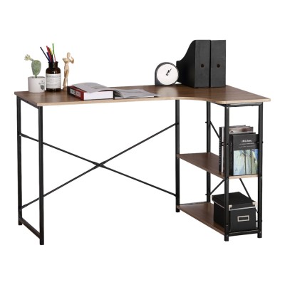 ΓΡΑΦΕΙΟ ΓΩΝΙΑΚΟ ΞΥΛΙΝΟ ΜΕ 2 ΡΑΦΙΑ ΚΑΙ ΜΑΥΡΟ ΜΕΤΑΛΛΙΚΟ ΣΚΕΛΕΤΟ 120x73x75εκ. ANKOR