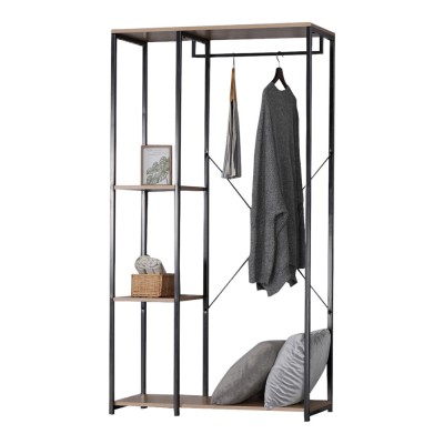 ΕΠΙΠΛΟ ΕΙΣΟΔΟΥ ΞΥΛΙΝΟ ΜΕ ΚΡΕΜΑΣΤΡΑ, ΡΑΦΙΑ ΚΑΙ ΜΑΥΡΟ ΜΕΤΑΛΛΙΚΟ ΣΚΕΛΕΤΟ 90x40x167εκ. ANKOR