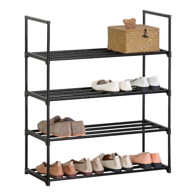 ΠΑΠΟΥΤΣΟΘΗΚΗ ΜΕΤΑΛΛΙΚΗ ΜΕ ΤΕΣΣΕΡΑ ΡΑΦΙΑ ΣΕ ΜΑΥΡΟ ΧΡΩΜΑ 67x29x81,5εκ. ANKOR