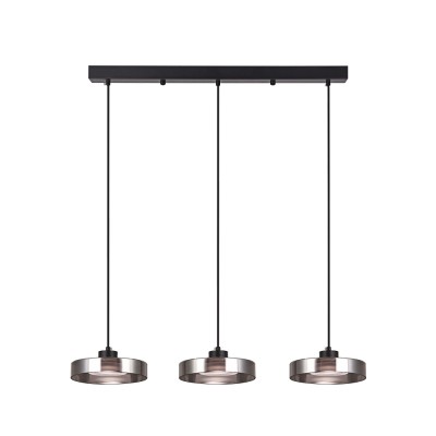 Inlight Κρεμαστό φωτιστικό LED απο μαύρο μέταλλο και φιμέ γυαλί, 70x200cm, 3CCT (Θερμό- Φυσικό- Ψυχρό Φως), Φωτεινότητα 3960LMκα