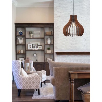 Φωτιστικό μονόφωτο ξύλο καφέ Ε27 Φ42