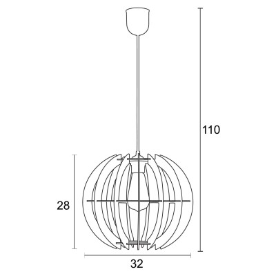 Φωτιστικό μονόφωτο ξύλο καφέ Ε27 Φ32
