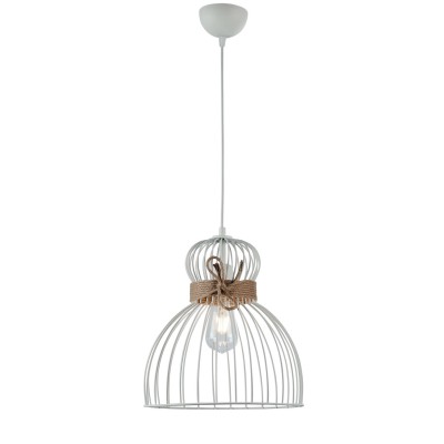 Φωτιστικό μονόφωτο μέταλλο λευκό/σχοινί Ε27 Φ30