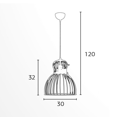 Φωτιστικό μονόφωτο μέταλλο μαύρο/σχοινί Ε27 Φ30