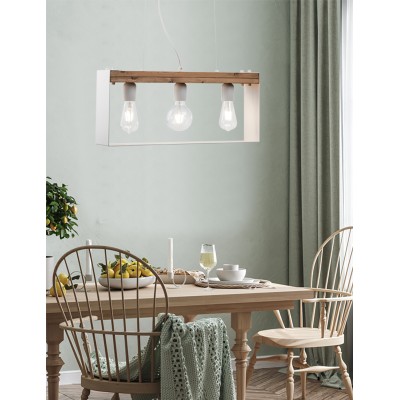 Φωτιστικό Πολύφωτο 3φ Ξύλο/Μέταλλο λευκό Ε27