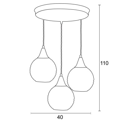 Φωτιστικό Πολύφωτο 3φ Μέταλλο/Γυαλί Ε27