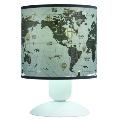 Φωτιστικό πορτατίφ παιδικό αμπαζούρ υδρόγειος Ε27 Φ15