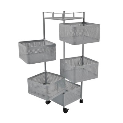 ΤΡΟΛΕΪ ΑΠΟΘΗΚΕΥΣΗΣ ΜΕ 5 ΚΑΛΑΘΙΑ ΜΕΤΑΛΛΙΚΟ ΓΚΡΙ 28x28x91εκ. ANKOR