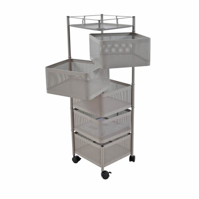 ΤΡΟΛΕΪ ΑΠΟΘΗΚΕΥΣΗΣ ΜΕ 5 ΚΑΛΑΘΙΑ ΜΕΤΑΛΛΙΚΟ ΓΚΡΙ-ΜΠΕΖ ΜΑΤ 28x28x91εκ. ANKOR